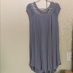 Free People size xs Crochet Yoke Sleeveless Tunic Dress - Dusty Lavender